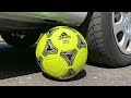 Crushing crunchy  soft things by car  experiment soccer ball penguin vs car