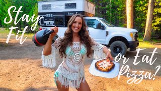 Living in a Truck Camper How I Workout, Stay Fit and Eat PIZZA! Full Time RV Van Life Tips