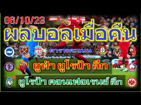 ผลบอลเมื่อคืน/ยูฟ่า ยูโรป้า ลีก/ยูโรป้า คอนเฟอเรนซ์ ลีก/ซาอุดิลีก/ตารางคะแนน/6/10/23