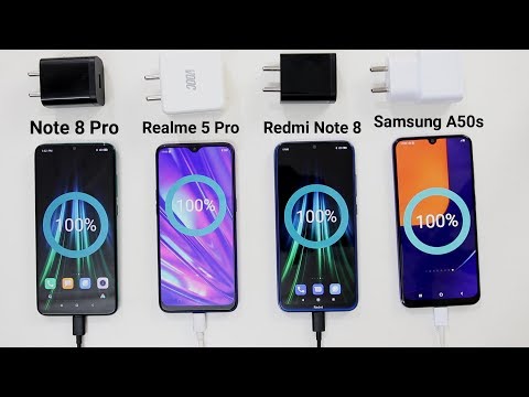 Redmi Note 8 Pro (QC 3.0) vs Realme 5 Pro(VOOC 3.0) Vs Redmi Note 8(QC) Vs Samsung A50s சார்ஜிங்