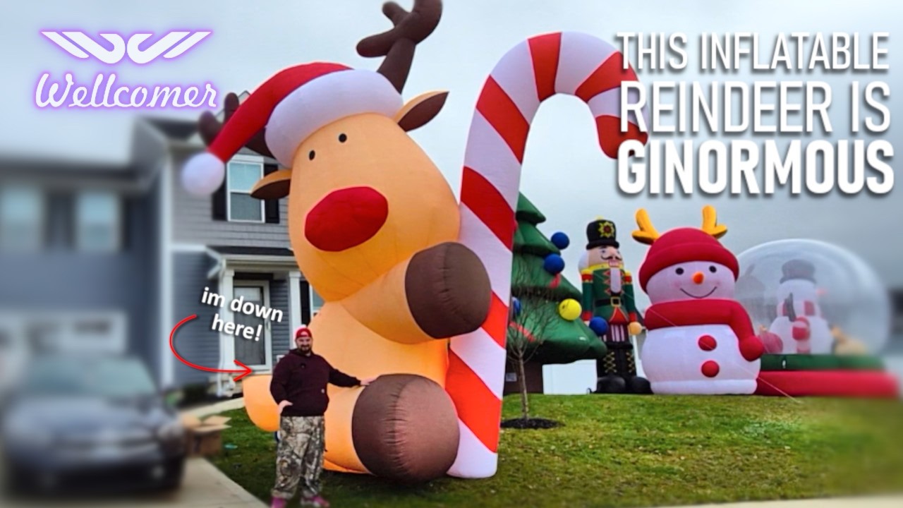 ГИГАНТСКИЙ надувной олень на Рождество! | Обзор гигантского рождественского надувного оленя от We...