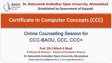 Online Counseling - Certificate in Computer Concepts for CCC-BAOU, CCC, CCC+ Dr Nilesh Modi 07052020