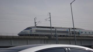 [720p] 코레일 경전선 진례역 인근 진주행 KTX 100000호대열차 통과 コレイル慶全線進礼駅近くのジンジュヘンKTX 100000、EMD列車通過