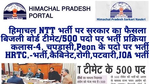 Himachal Pradesh Government Jobs Notification 2025| Himachal NTT, Bijali-Mitar,500,Class-4,Peon,HRTC