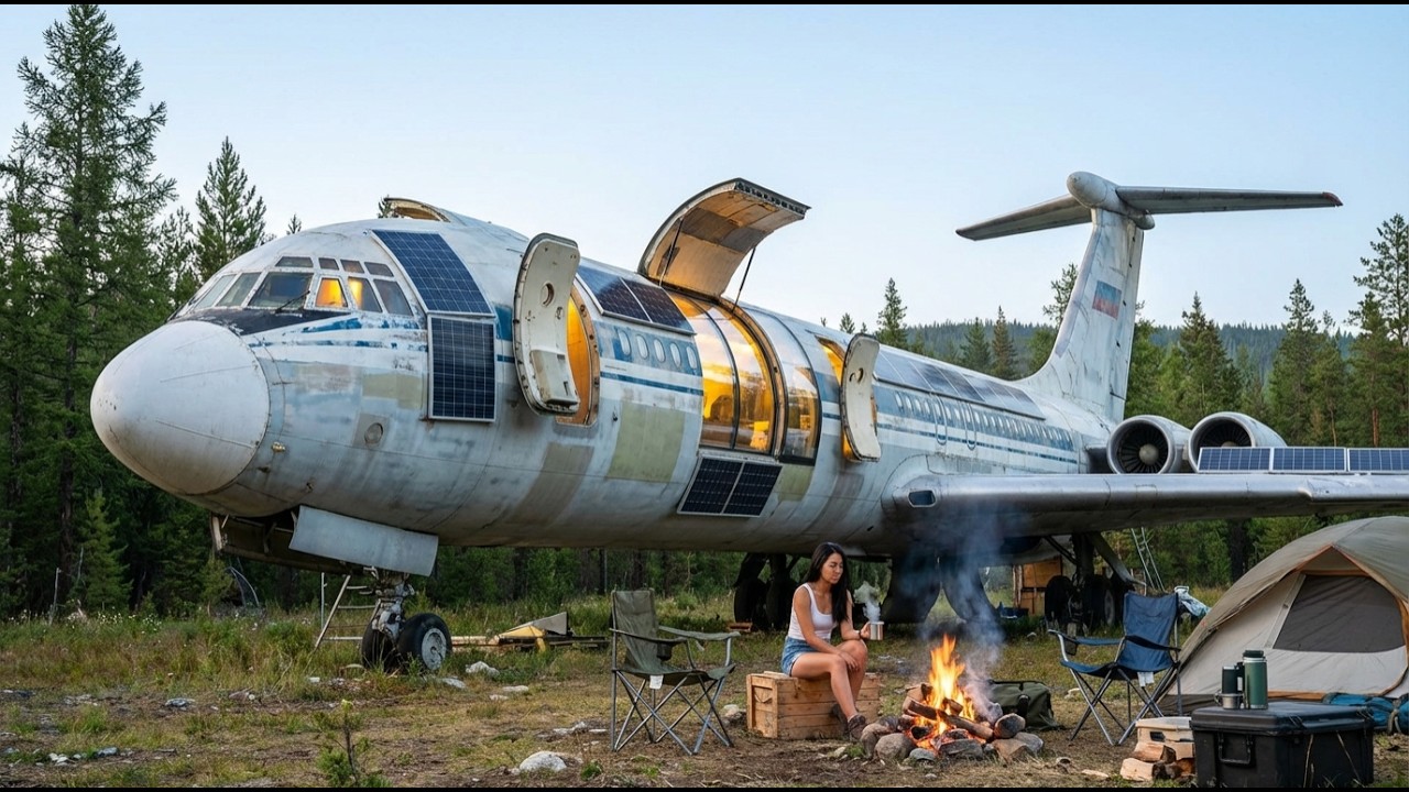 Building a Dream House Inside an Abandoned Ilyushin Il-62M Four Jet in a Vast Siberian Taiga Landsca