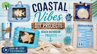 *Must See* Dollar Tree New Coastal Vibes Beach Bathroom DIY Craft Projects #diy #crafts #dollartree