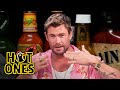 Chris hemsworth gets nervous while eating spicy wings  hot ones