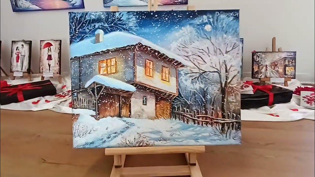 Зимна картина | Зимна къща в снега - YouTube