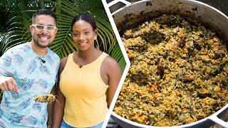 How To Make Trini Bhagi Rice with Pigtail | Foodie Nation