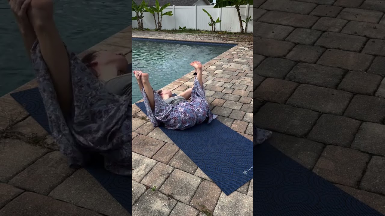 A beautiful day to practice some happy baby yoga pose for the hips and lower