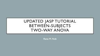 Updated JASP Tutorial: Between-Subjects Two-Way ANOVA Profile