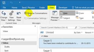 How to turn on conversation view in Outlook