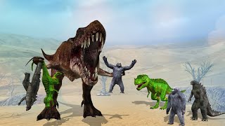 Scarface vs Tyrannosaurus Rex Gorilla Godzilla funny video || Cartoon Dinosaur comedy video