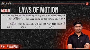 At any instant the velocity of a particle of mass 500 g is (2tî +3t2)ms"1. If the force