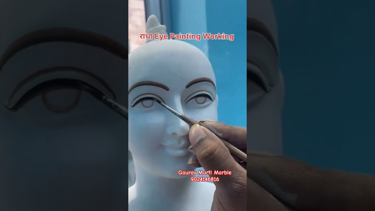 🎨 Radha Rani Idol Face Eye Painting Work | Divine Beauty of Radha's Face Detailing 🌸 | 