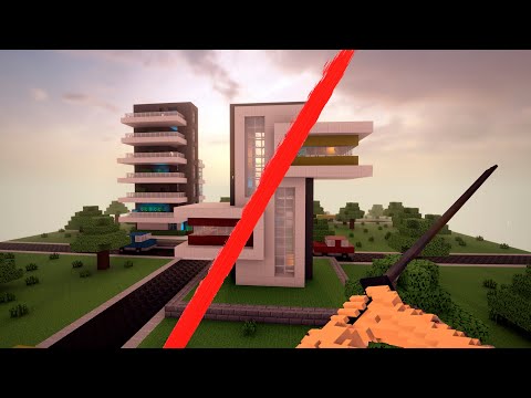 Destroying Minecraft Modern Town with Revengeance Katana Teardown