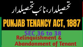 SEC 36 to 38 of Punjab Tenancy Act, 1877 I Relinquishment & Abandonment of Tenant