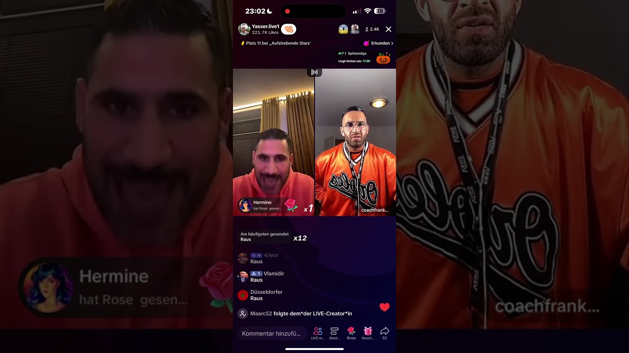 Yasser und coachfranky waren live. 29.10