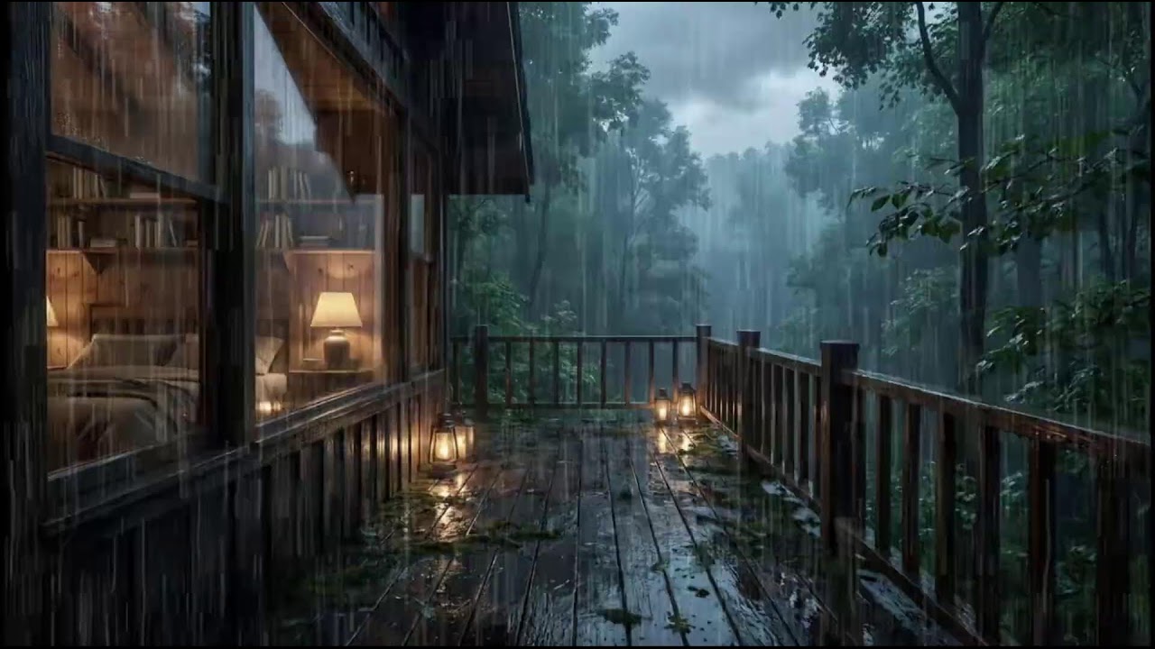 Relaxing Rain Ambience at a Forest Cabin 🌧 Soft Rain Sounds for Deep Sleep