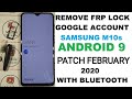 BYPASS FRP LOCK ON SAMSUNG M10S M107 A10S A107 A20 ANDROID 9 PATCH FEBRUARY WITH BLUETOOTH