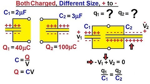 Physics - E&M: Dis- and Re-Connecting Capacitors (6 of 16) Both Charged, Different Size, + to -
