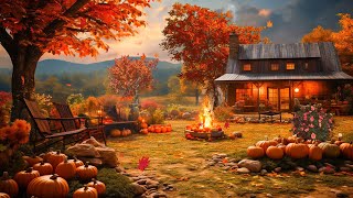 Autumn Farm Ambience Sounds with Crackling Fire, Autumn Nature Sounds, Crows, Crunching Leaves