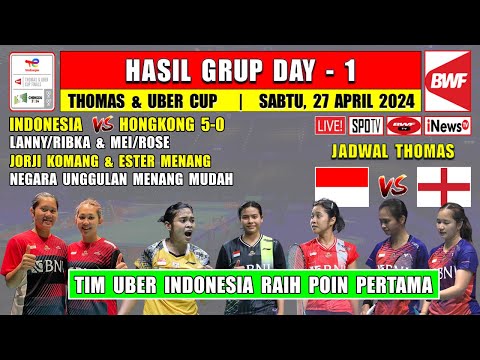 Hasil Thomas Uber Cup 2024 Hari Ini Day 1 ~ JORJI LANNY/RIBKA &amp; ESTER Menang ~ INDONESIA Raih Poin