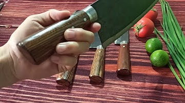 #Dao_Cao_Bằng #Dao_Phúc_Sen Bộ dao bếp làm từ nhíp ôtô #0989.921.389