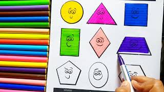 😲 2D Shapes Matching Game | Learn Shapes with Coloring 🎨🧠 | Kids colour and brush
