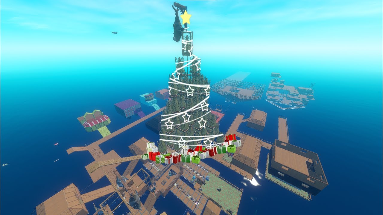 I built the BIGGEST CHRISTMAS TREE in Survival Raft | Raft Gameplay #11 ...