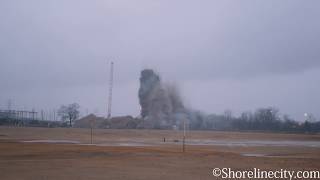 Muskegon Lake BC Cobb Plant Demolition / Felling - 4k Video