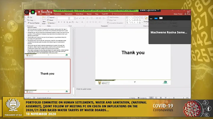 Portfolio Committee on Human Settlements, Water and Sanitation, 10 November 2020