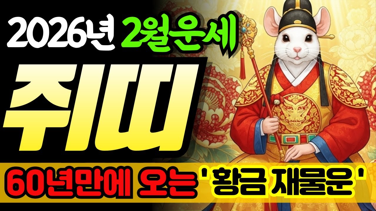 쥐띠 2월 운세, 이 '날짜' 모르면 무조건 후회합니다!!2026년 2월부터 60년 만에 찾아오는 '황금 재물운'