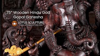 75' Wood Hindu God Gopal Ganesh Statue, www.lotussculpture.com