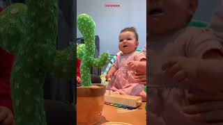 babies scared of cactus toy #funny #viral #cute #shorts