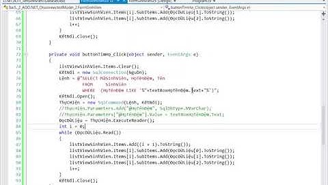 Lập trình C# Connected Model tìm kiếm gần đúng(LIKE %?%) sử dụng SqlCommand.Parameters.
