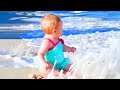 Funniest Baby Playing on the Beach - Baby Outdoor Moments Video