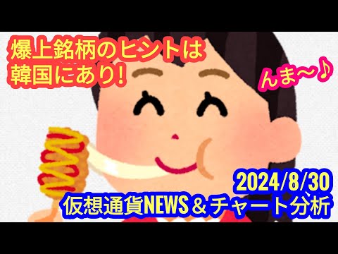 【爆上げ銘柄のヒントは韓国にあり！】本日の相場分析は「BTC・ETH・OAS・RENDER・APT・SUI・他アルトコイン7種」2024/8/30