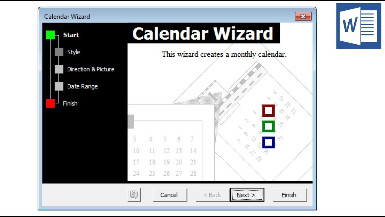 MS Word Calendar Wizard download, install & use (make 2018/19