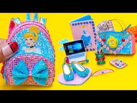 DIY Miniature Cinderella School Supplies ~ Backpack, Glitter Notebook, Pencil Case