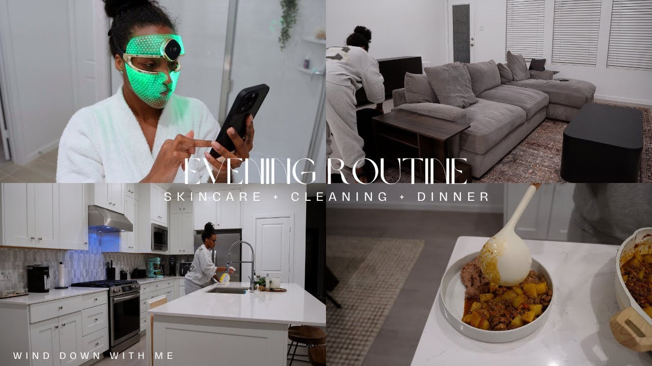 EVENING ROUTINE | WIND DOWN WITH ME + SKINCARE ROUTINE + CLEANING + DINNER | VLOG