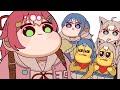 【手描き】☄️「ばか邪魔だなぁ」位置調整が下手くそ過ぎるみこち🌸inぽこピーランド【ホロライブ/さくらみこ/星街すいせい/白上フブキ】