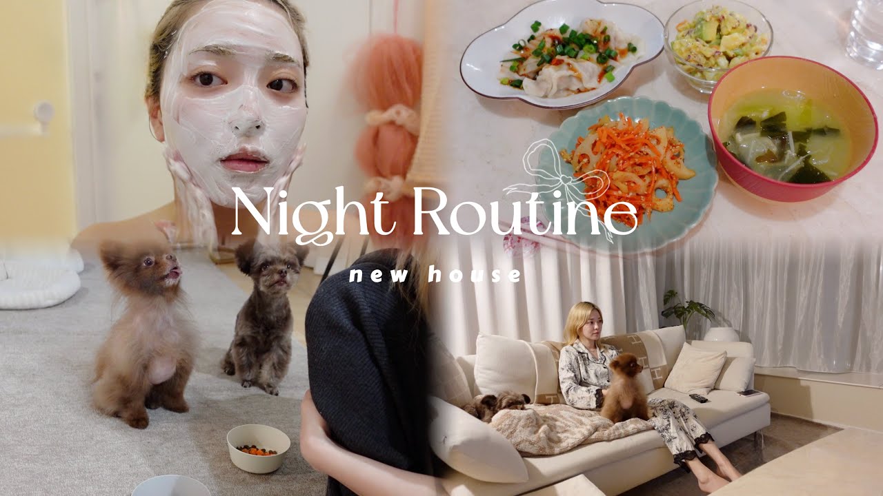 新居公開｜引っ越してから初のナイトルーティン🛁ダイエットご飯作って愛犬とまったりな夜🌉