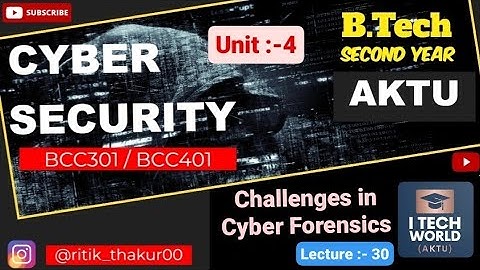 Cyber Security (Lec :-30) Unit :- 4 Challenges in Cyber Forensics B.Tech AKTU 2nd Year BCC301/BCC401