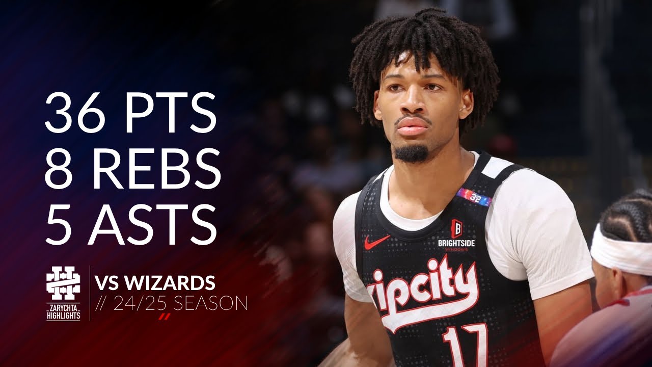 Shaedon Sharpe 36 pts 8 rebs 5 asts vs Wizards 24/25 season - YouTube