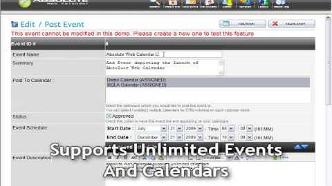 Absolute Web Calendar - From XIGLA SOFTWARE
