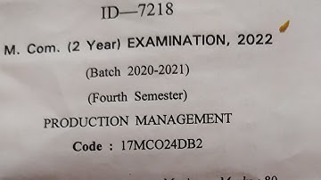 production management 2022 question paper mcom sem 4 mdu gurugram university