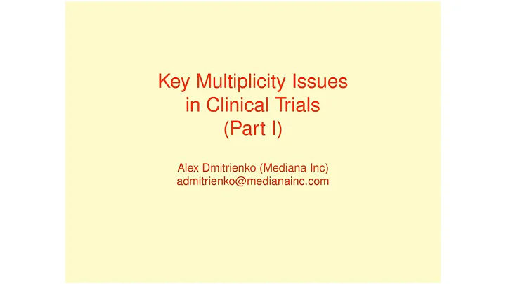 Key Multiplicity Issues in Clinical Trials (Part I): Module G