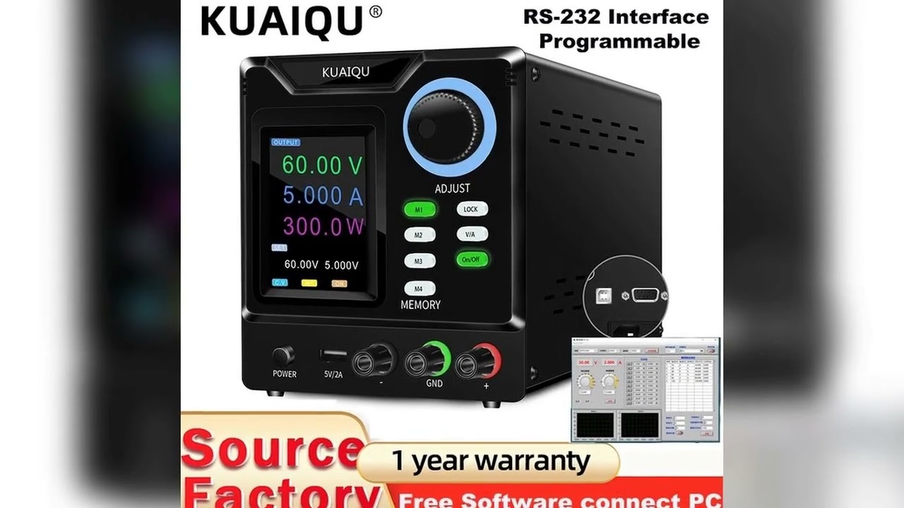 A must-have product! KUAIQU Programmable RS232 Communication DC Power Supply 30V 10A, Adjustable L