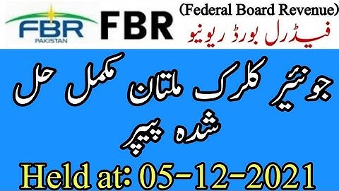 LDC (Lower Division Clerk) FBR Solved Paper || Held at 05-12-2021 || FBR Solved Papers || JobzMcqz
